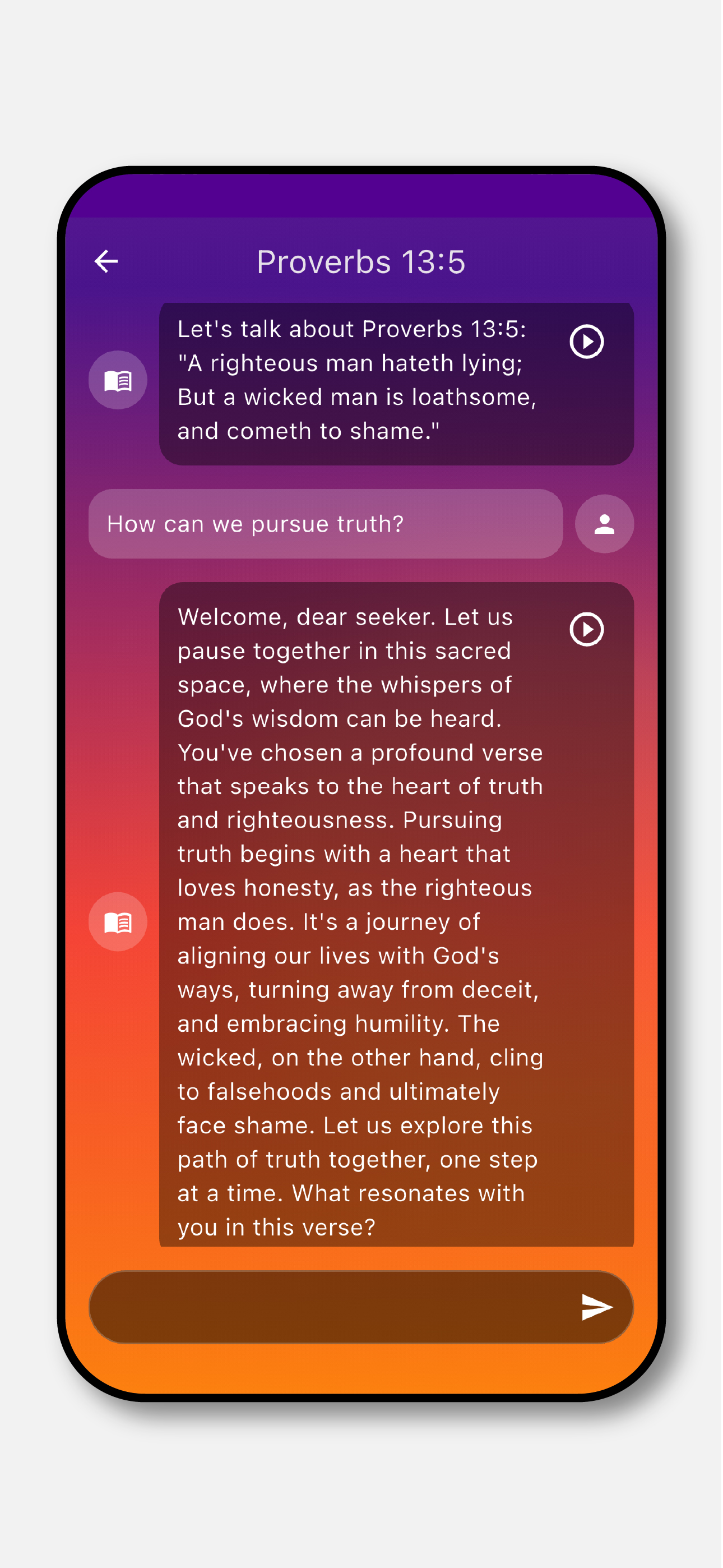 AI chat interface showing conversation about Proverbs wisdom